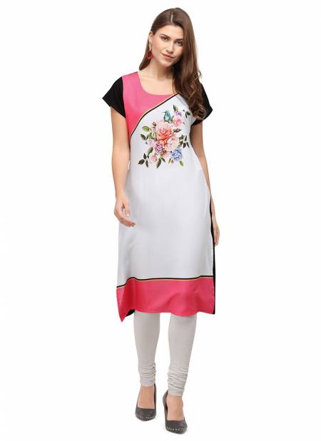 Pink And White Colour RYN New Designer Daily Wear Rayon Women Kurti Collection RYN-VT2360